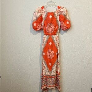 Antonio Melani Linen Orange Patterned Women's Dress